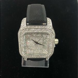 Silver Buss down watch with rubber straps